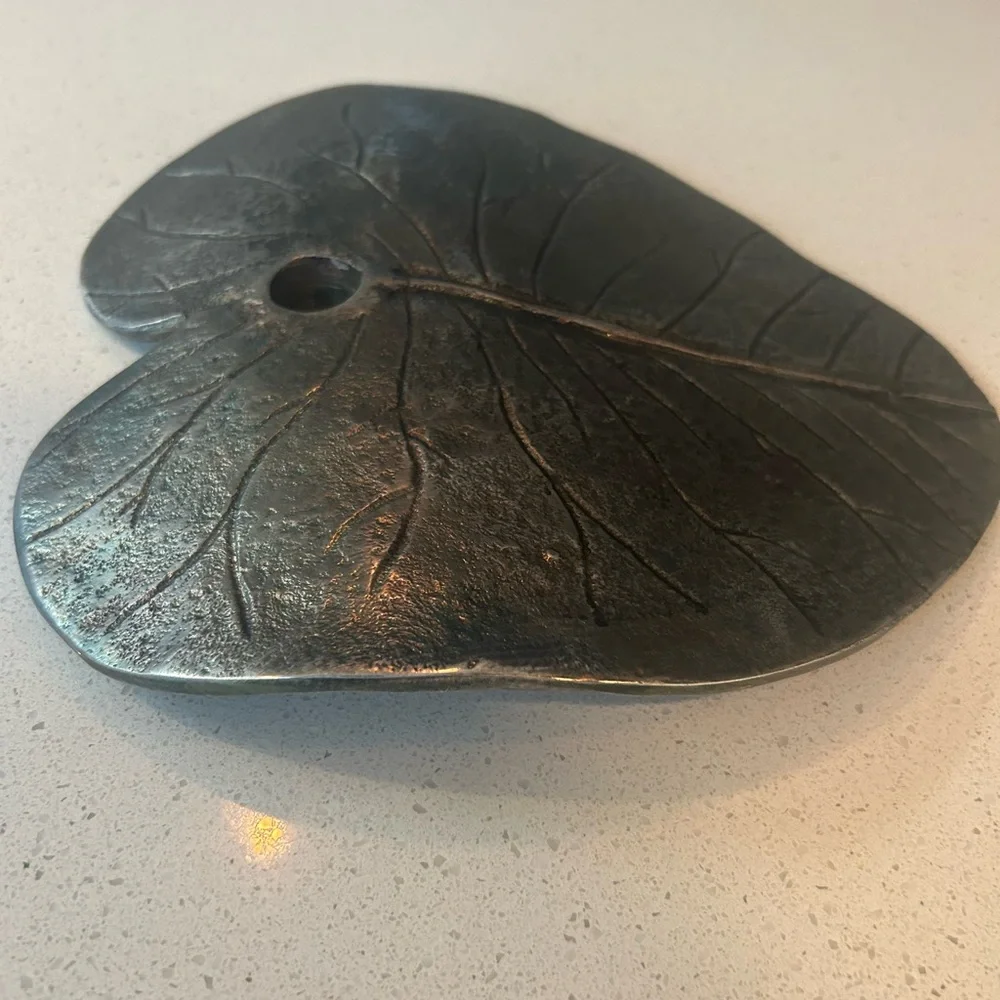 Pottery Barn Large Metal Leaf Taper Candle Holder Home Decor